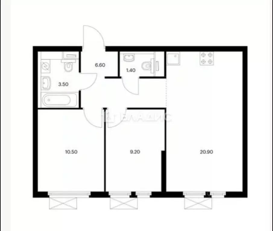 3-к кв. Москва 2-й Нагатинский проезд, 6к1 (52.1 м) - Фото 2
