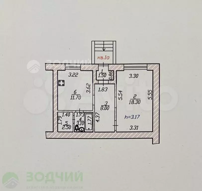 1-к. квартира, 45,1 м, 1/5 эт. - Фото 0