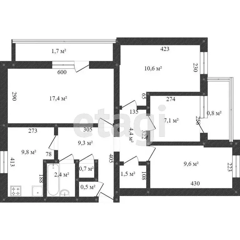 4-комнатная квартира: Ишим, Малая Садовая улица, 49 (73.5 м) - Фото 1