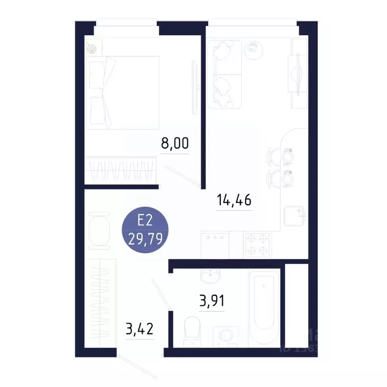1-к кв. Тульская область, Тула ул. Щегловская засека, 2 (29.79 м) - Фото 1