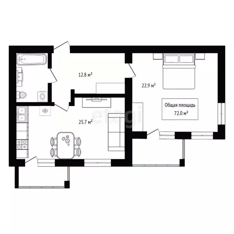 2-к кв. Новосибирская область, Новосибирск ул. Ватутина, 20/1 (72.0 м) - Фото 1