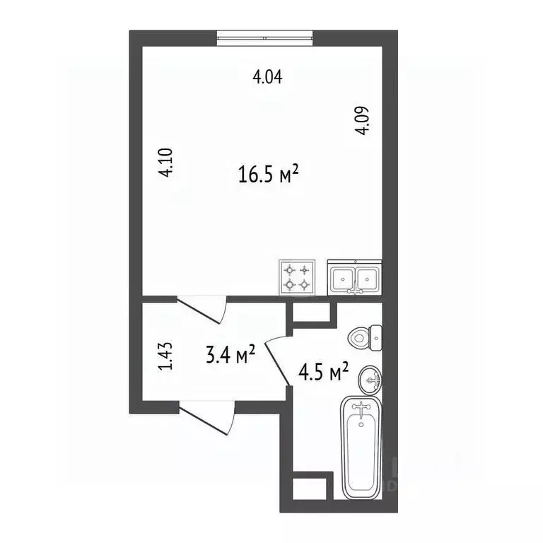 Студия Санкт-Петербург просп. Королева, 62 (24.4 м) - Фото 2