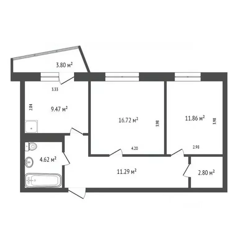 2-к кв. Красноярский край, Красноярск ул. Петра Подзолкова, 4 (56.4 м) - Фото 2