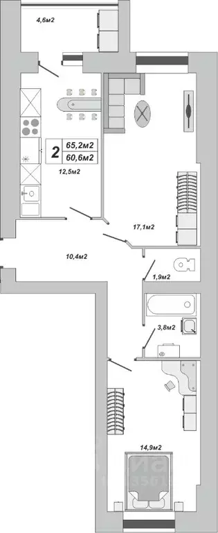 2-к кв. Тамбовская область, Тамбов ул. Чичерина, 7/1к3 (65.2 м) - Фото 1
