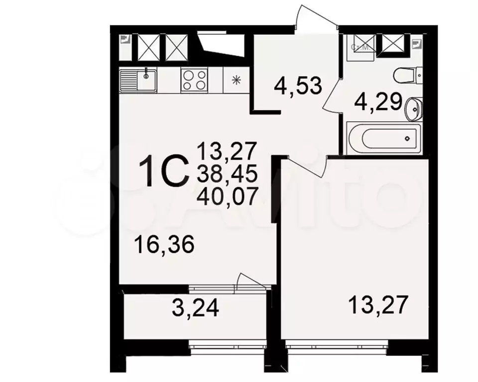 1-к. квартира, 40,1 м, 2/25 эт. - Фото 0