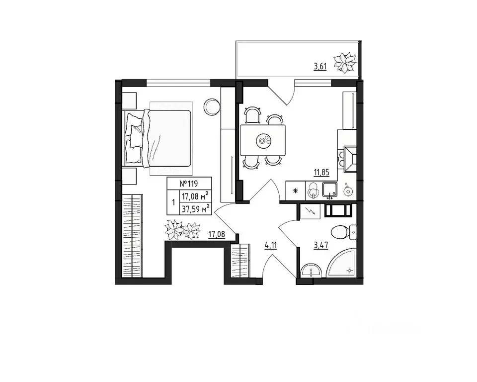 1-к кв. Ленинградская область, Гатчинский муниципальный округ, д. ... - Фото 1