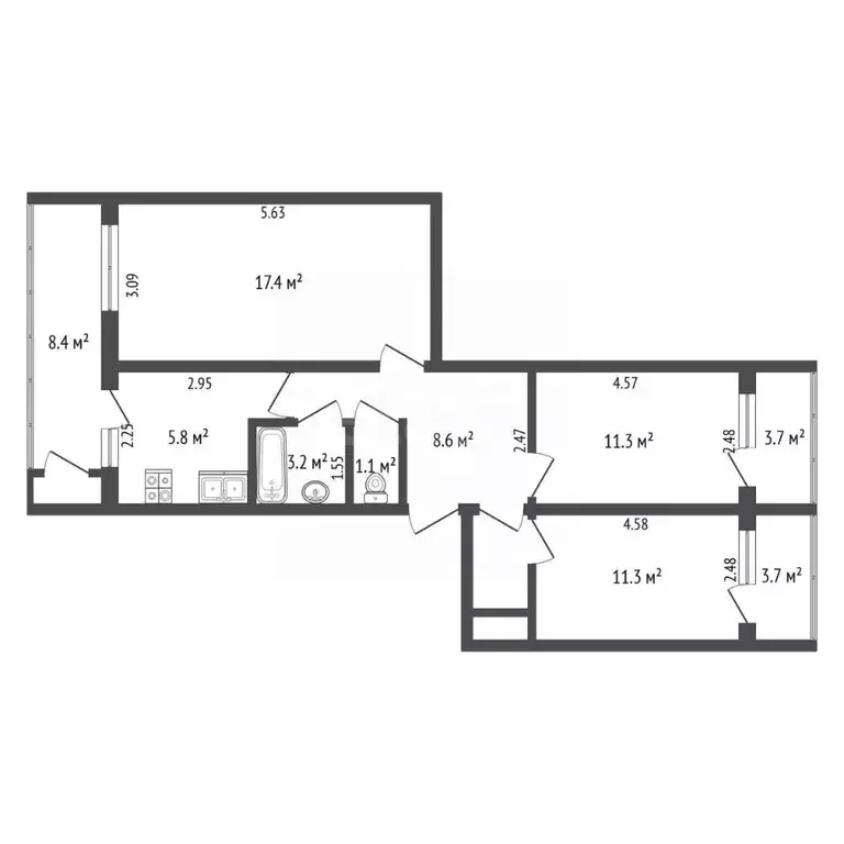 3-к кв. Крым, Ялта ул. Киевская, 86 (74.0 м) - Фото 2