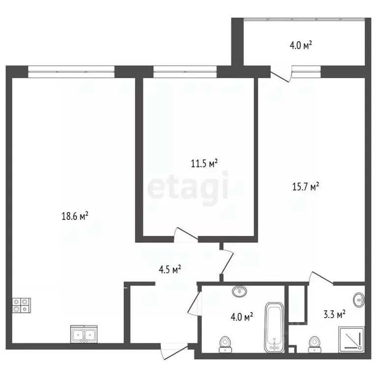 2-к кв. Тюменская область, Тюмень ул. Разведчика Кузнецова, 16А (61.6 ... - Фото 1