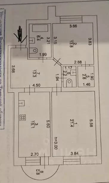 2-к кв. Тверская область, Тверь Учительская ул., 1 (70.0 м) - Фото 0