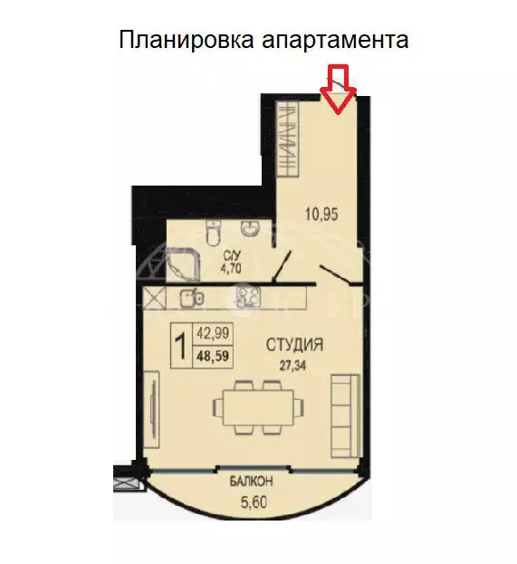 Квартира-студия: Севастополь, улица Пляж Омега, 24 (48.7 м) - Фото 0