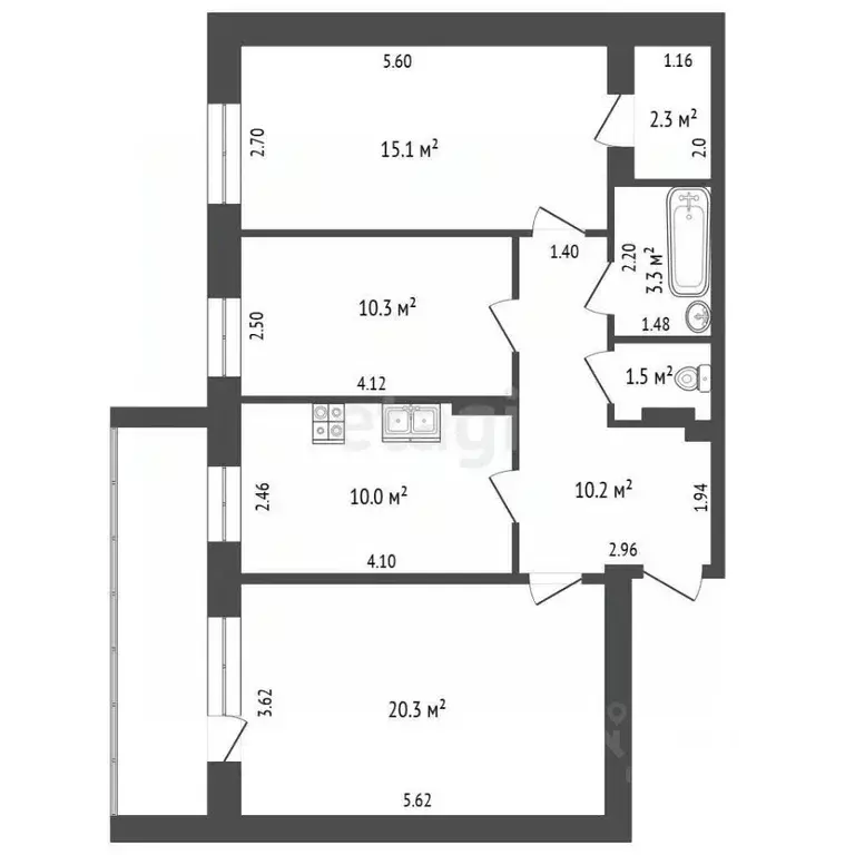 3-к кв. Саха (Якутия), Якутск ул. Хабарова, 19/2 (73.0 м) - Фото 1