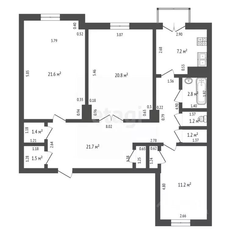 3-к кв. Кировская область, Киров ул. Карла Маркса, 42 (92.2 м) - Фото 1