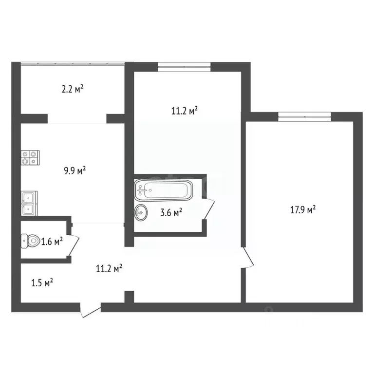 2-к кв. Нижегородская область, Нижний Новгород ул. Братьев Игнатовых, ... - Фото 2