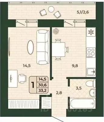 1-к кв. Самарская область, Волжский район, Смышляевка городское ... - Фото 1