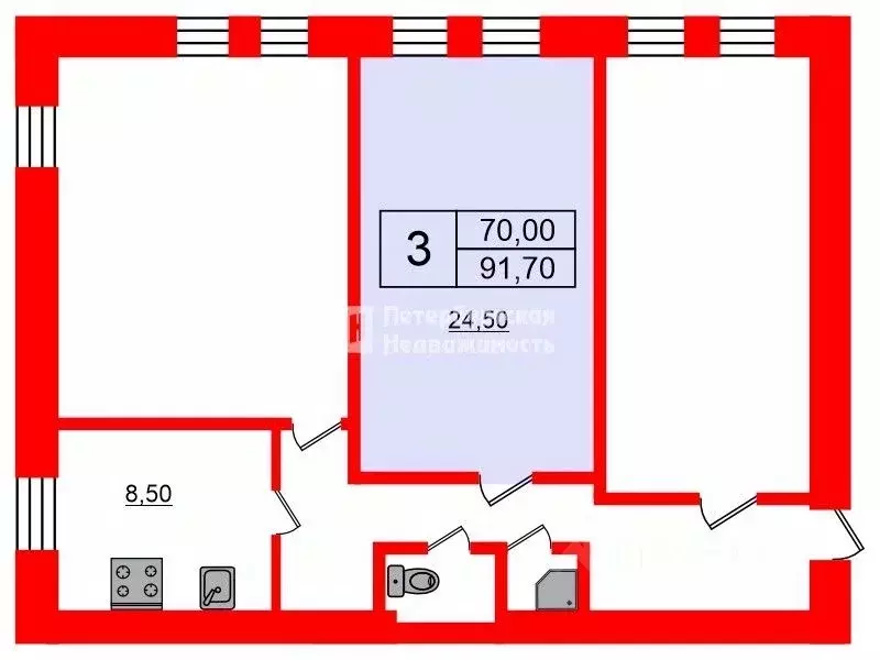 Комната Санкт-Петербург Рижский просп., 25 (24.5 м) - Фото 1