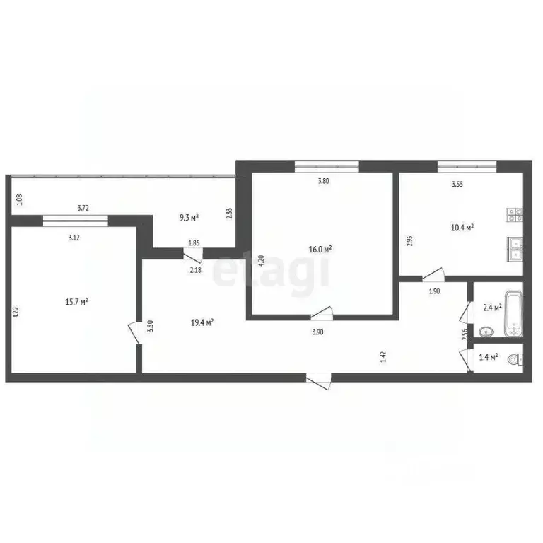 2-к кв. Ростовская область, Ростов-на-Дону просп. 40-летия Победы, ... - Фото 2