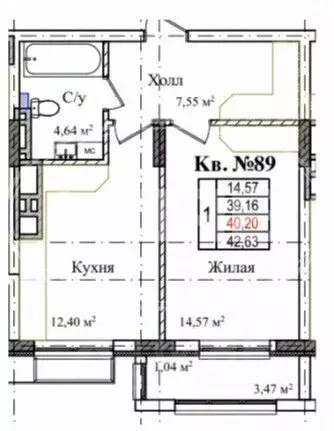 1-к кв. Калининградская область, Гурьевский муниципальный округ, пос. ... - Фото 2