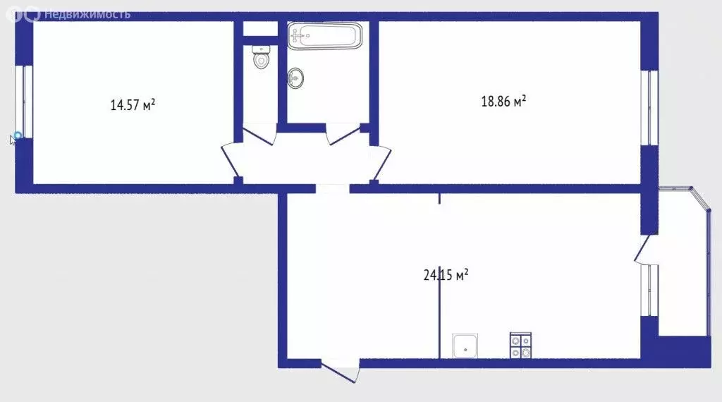 2-комнатная квартира: Тюмень, улица Федюнинского, 56к1 (67.4 м) - Фото 0