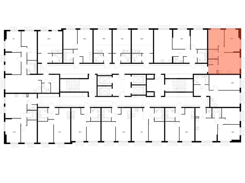 2-к. квартира, 46,3 м, 24/25 эт. - Фото 1