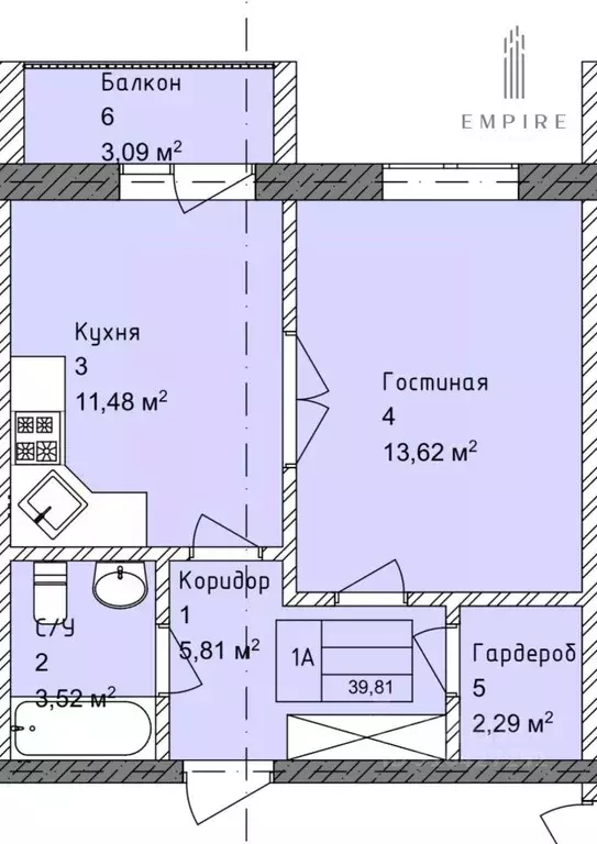 1-к кв. Чеченская республика, Грозный Кабардинская ул., 40 (49.3 м) - Фото 0