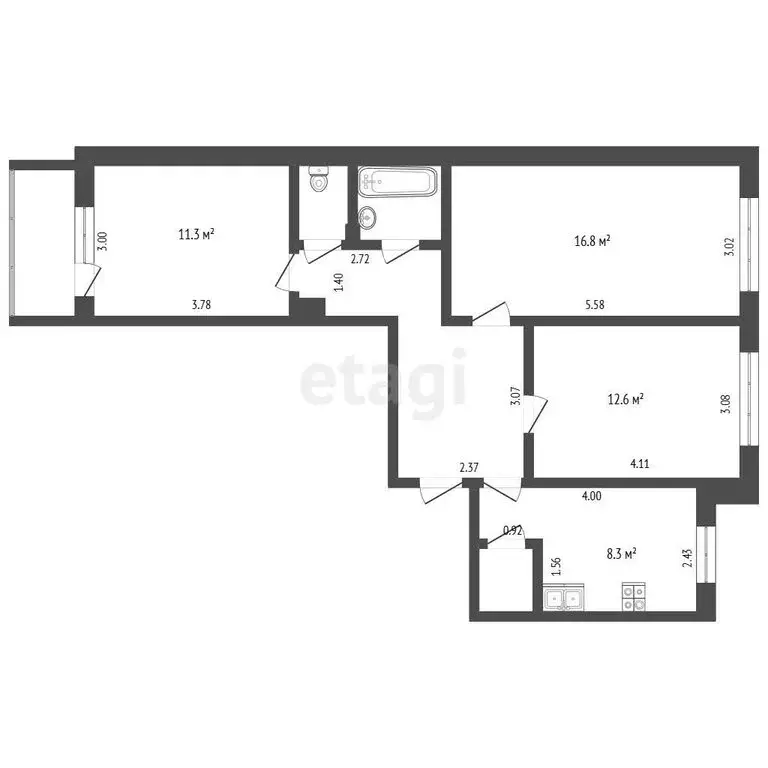 3-комнатная квартира: Чебоксары, Цивильская улица, 13к1 (64.9 м) - Фото 1