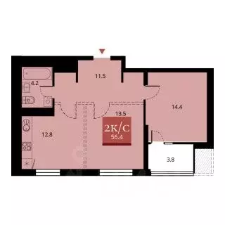 2-к кв. Новосибирская область, Новосибирск ул. Прибрежная, 6 (56.4 м) - Фото 0