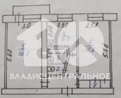 2-к. квартира, 45,8 м, 5/5 эт. - Фото 0