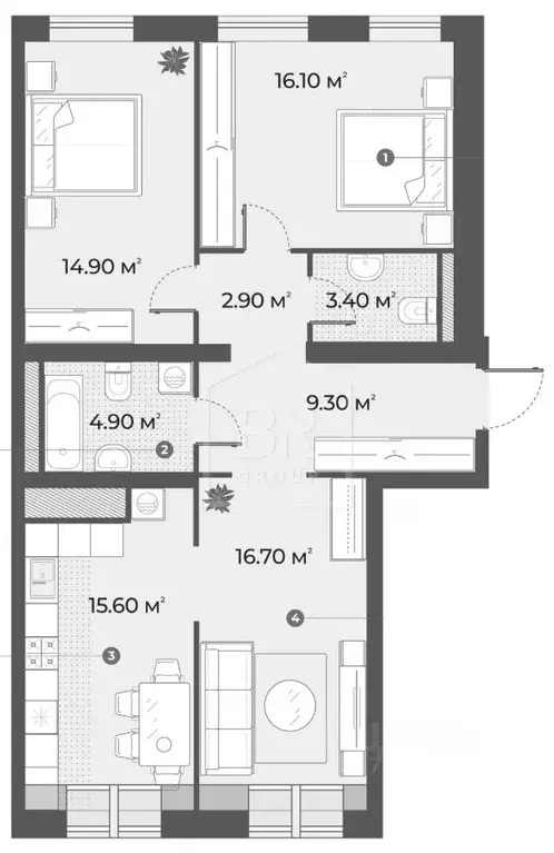 3-к кв. Санкт-Петербург Зеленогорская ул., 3 (78.9 м) - Фото 1