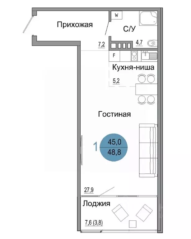 1-к кв. Крым, Керчь Белый город жилой комплекс (48.8 м) - Фото 0