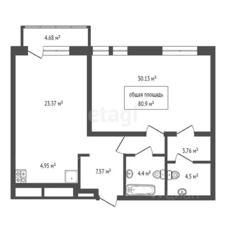 3-к кв. Новосибирская область, Новосибирск ул. Победы, 55/1 (80.9 м) - Фото 0