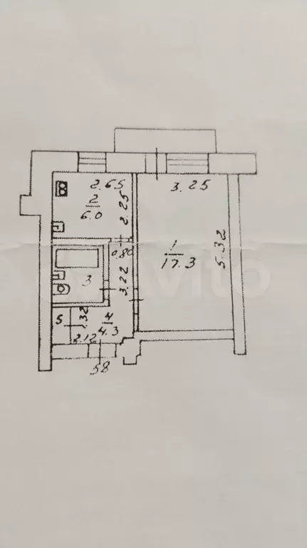 1-к. квартира, 31,7 м, 3/5 эт. - Фото 0