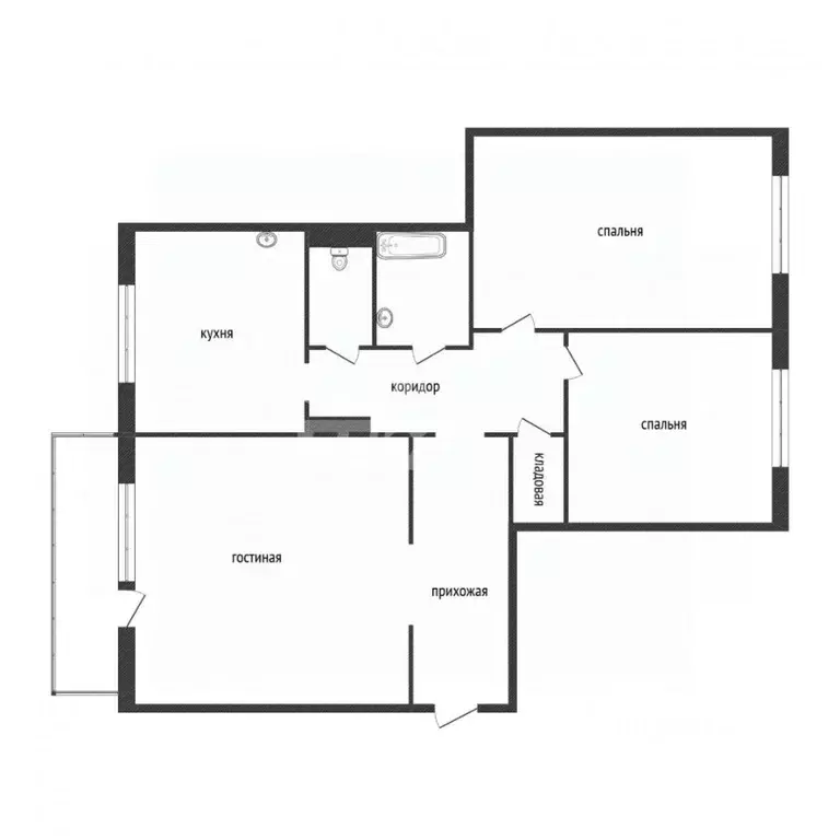 3-к кв. Кемеровская область, Ленинск-Кузнецкий бул. Химиков, 9/2 (66.8 ... - Фото 2