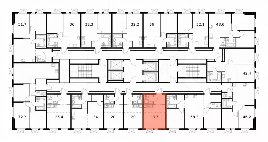 Квартира-студия, 23,7 м, 24/32 эт. - Фото 1