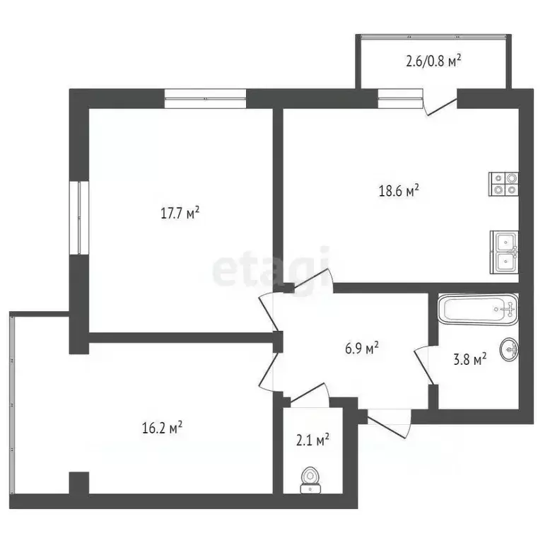 2-к кв. Вологодская область, Вологда Республиканская ул., 11 (66.0 м) - Фото 2