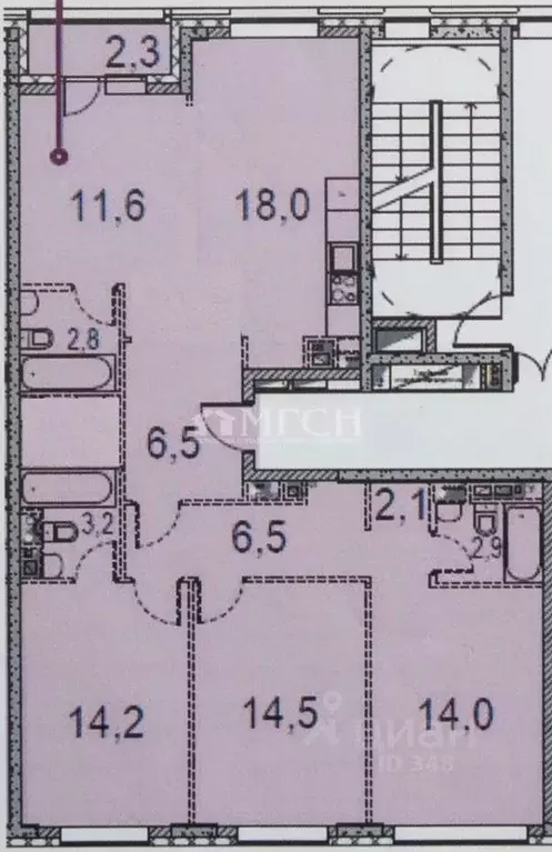 4-к кв. Москва Ленинградский просп., 29к2 (105.0 м) - Фото 2