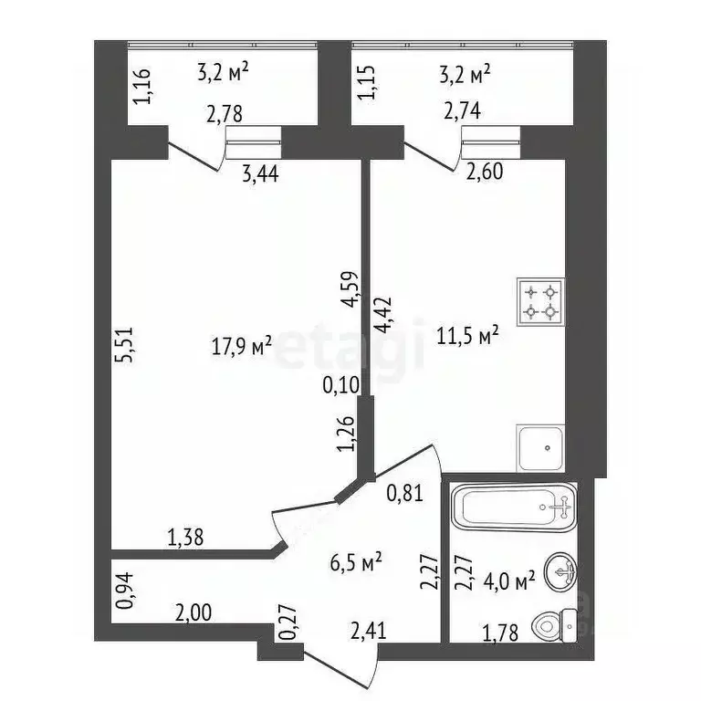 1-к кв. Башкортостан, Уфа ул. Летчиков, 16/1 (39.9 м) - Фото 2