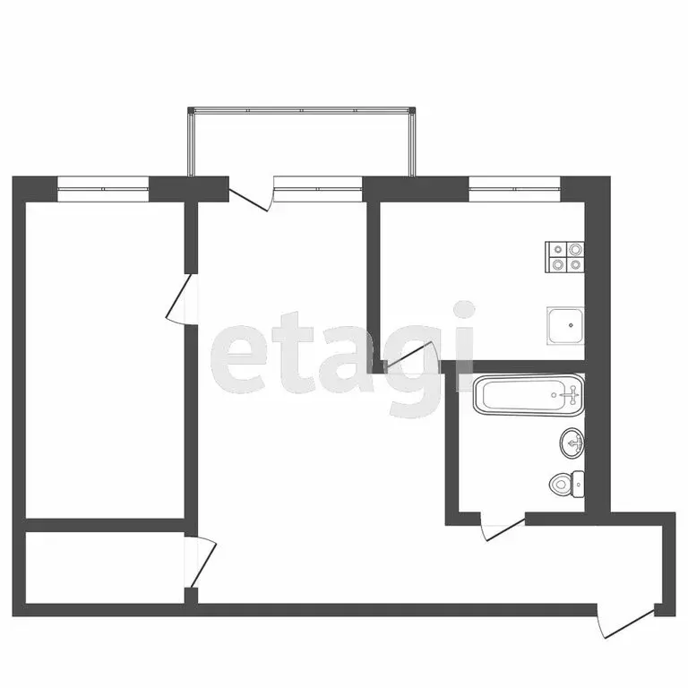 2-комнатная квартира: Тюмень, улица Республики, 150 (41.3 м) - Фото 1