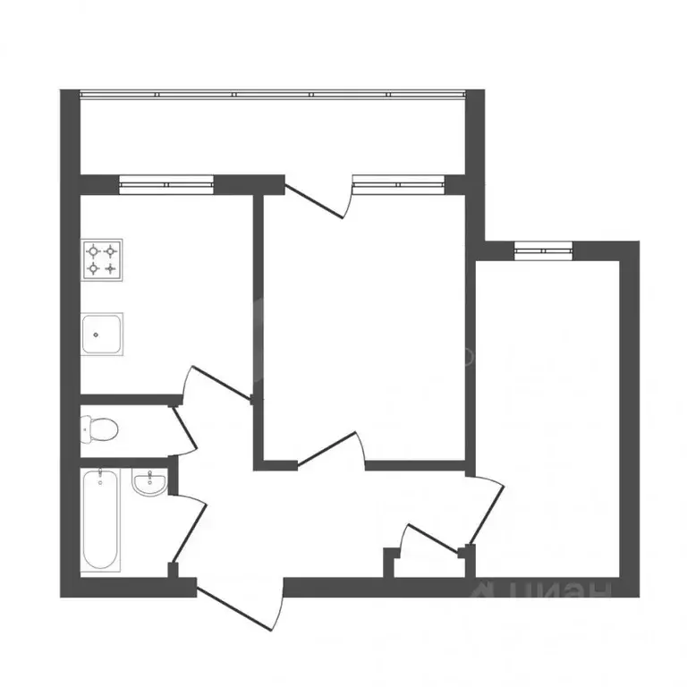 2-к кв. Тюменская область, Тюмень ул. Седова, 55 (46.7 м) - Фото 1