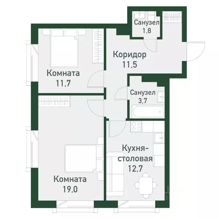 2-к кв. Челябинская область, Челябинский городской округ, пос. ... - Фото 0