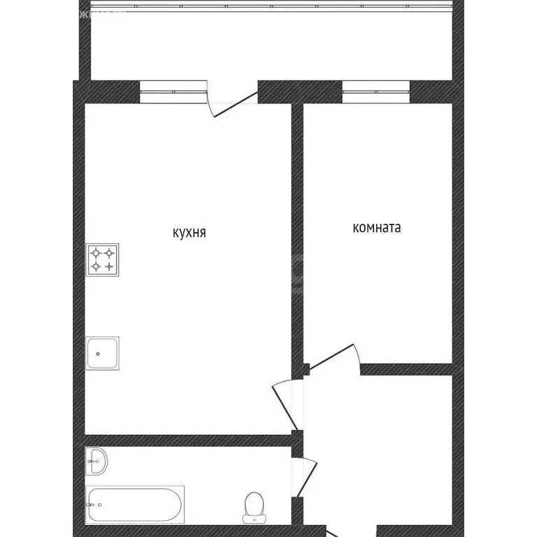 1-комнатная квартира: село Бизино, улица Ремонтников, 29 (29.5 м) - Фото 1