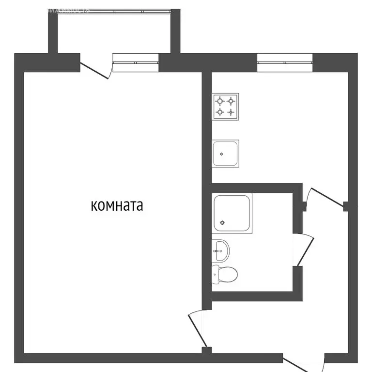1-комнатная квартира: Старое Татаурово, Комсомольская улица, 2А (30.9 ... - Фото 0
