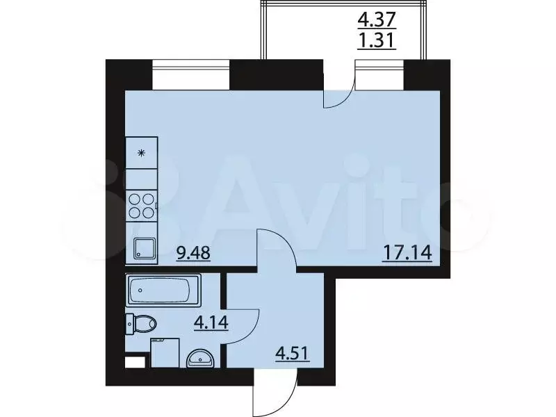 1-к. квартира, 36,6 м, 4/10 эт. - Фото 0