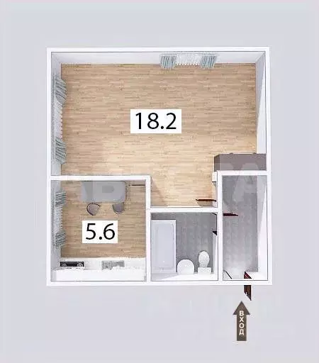 1-к кв. Омская область, Омск ул. Ермолаева, 1 (30.2 м) - Фото 2