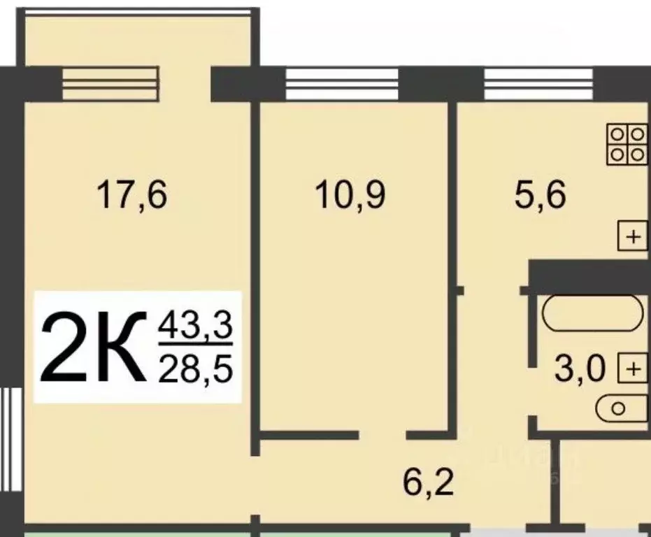 2-к кв. Нижегородская область, Нижний Новгород ул. Надежды Сусловой, ... - Фото 1