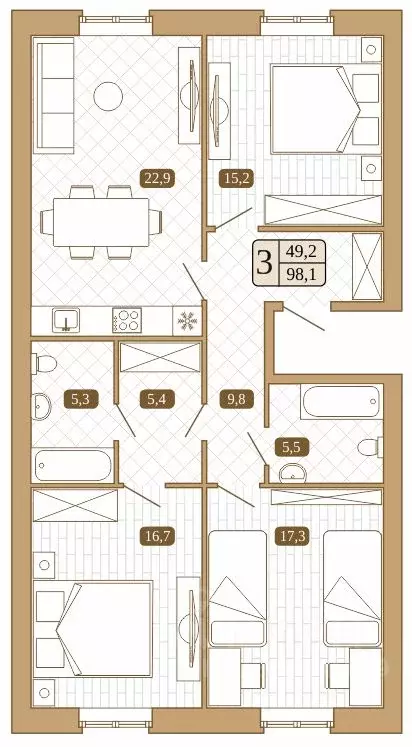 3-к кв. Московская область, Сергиев Посад ул. Воеводы Голохвастова ... - Фото 1