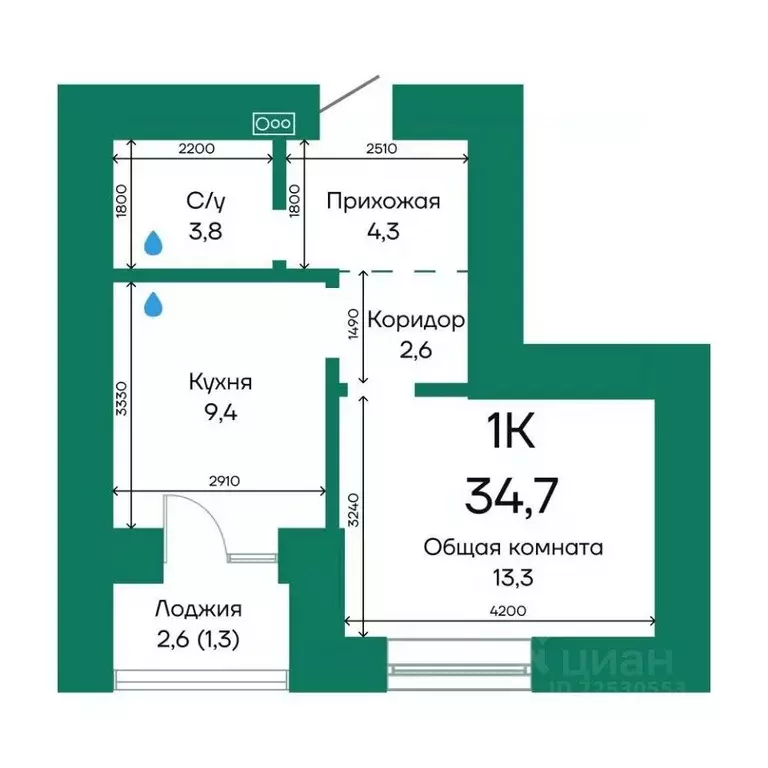 1-к кв. Алтайский край, Барнаул Просторная ул., 390к2 (34.7 м) - Фото 1