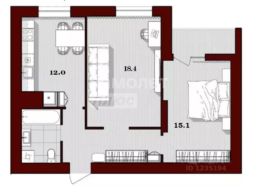 2-к кв. Волгоградская область, Волгоград бул. 30-летия Победы, 32/1 ... - Фото 2