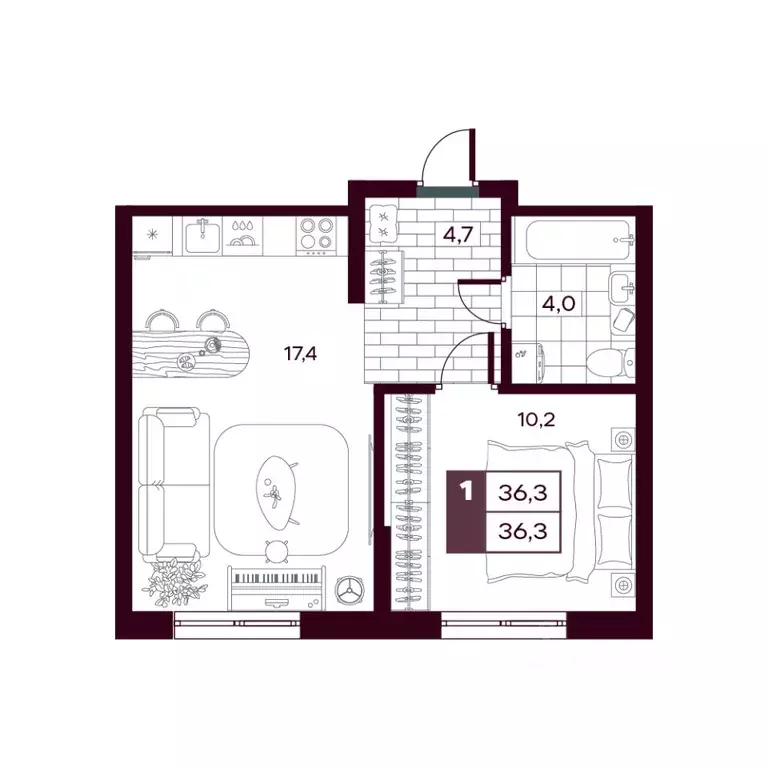 1-к кв. Тюменская область, Тюменский муниципальный округ, д. Дударева ... - Фото 1