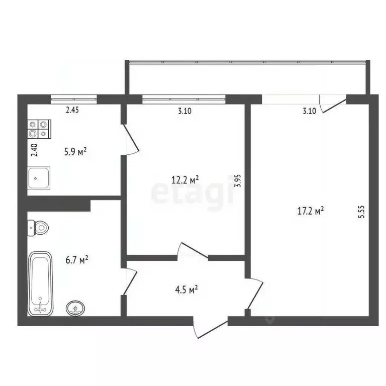 2-к кв. Нижегородская область, Выкса Жуковского мкр, 8 (46.0 м) - Фото 1