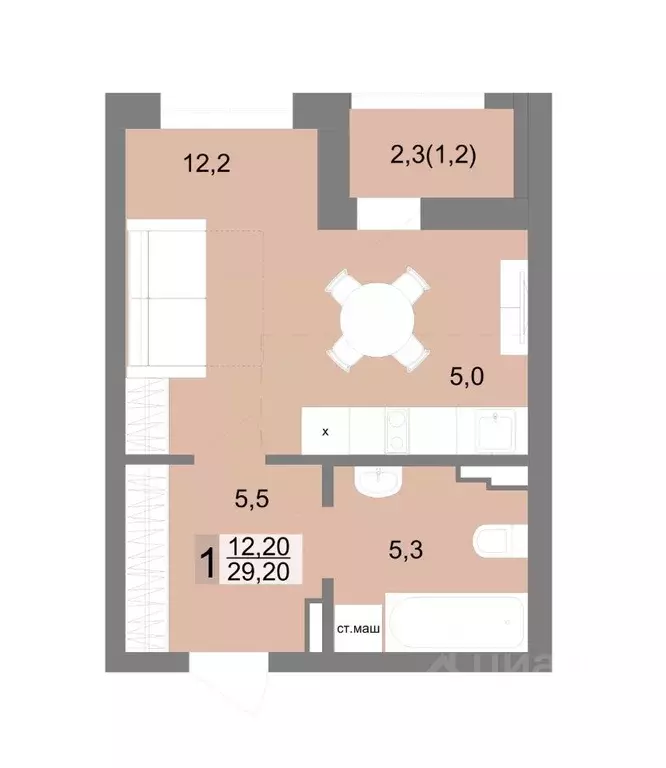 1-к кв. Свердловская область, Екатеринбург ул. Семена Лагоды, 80 (29.2 ... - Фото 1